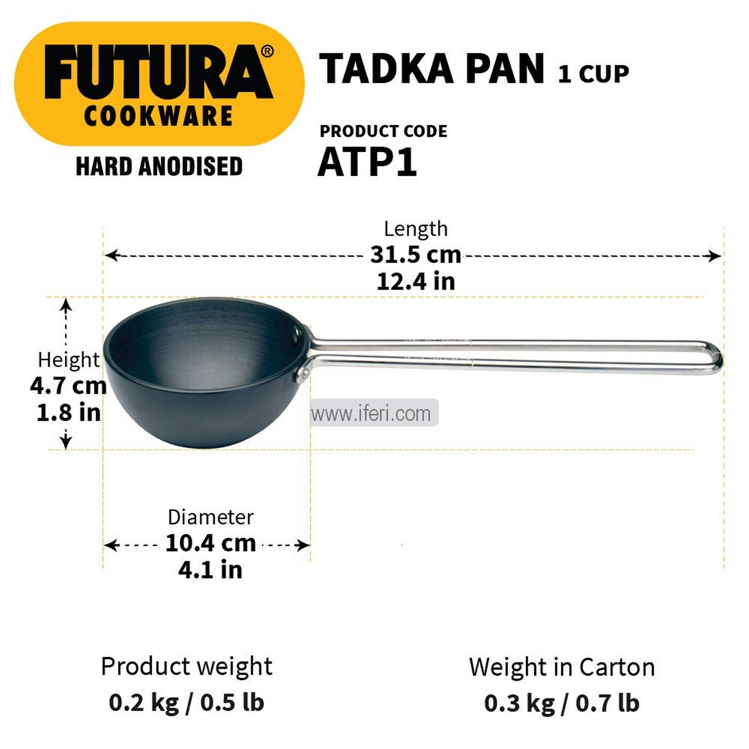 480ml Futura Hard Anodised Tadka Pan / Dabbu KSM9887