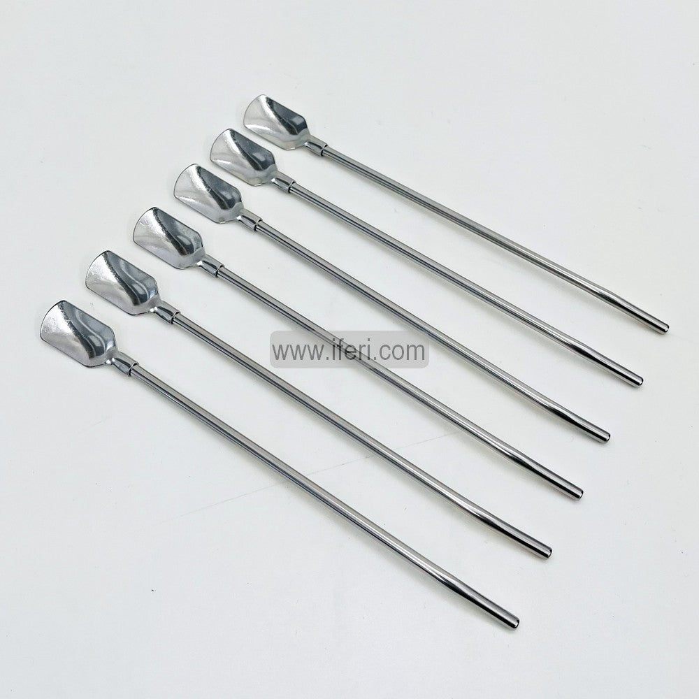 6 Pcs Stainless Steel Drinking Straw Spoon Set MT351