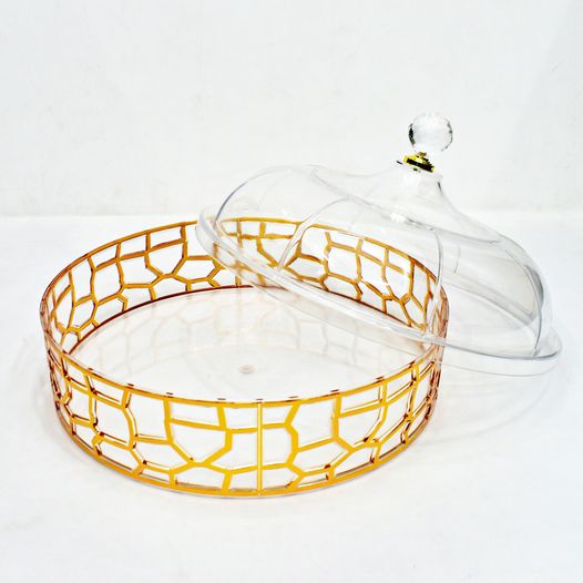 11.5 Inch Acrylic Cake, Dessert, Appetizer Serving Stand with Lid TG7434