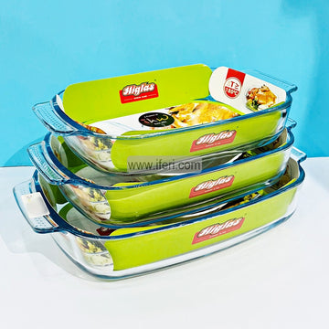 3 Pcs Oven Proof Tempered Glass Casserole UNQ0357