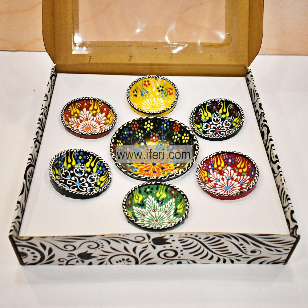 7 Pcs Turkish Hand Printed Ceramic Dessert / Sweet Serving Bowl Set GA7757