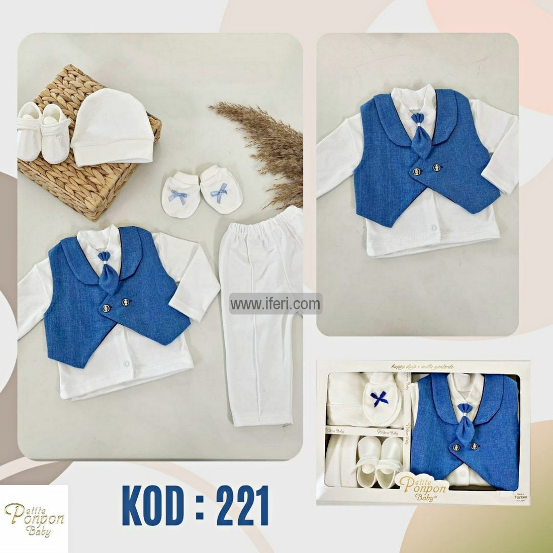 6 Pcs Infant Baby Boy Dress Set Gift Box Combo Set