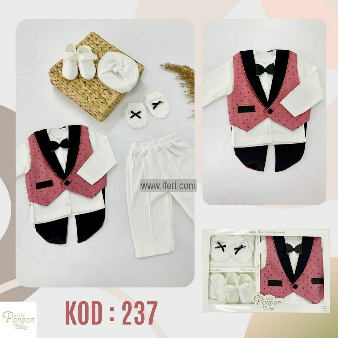 6 Pcs Infant Baby Boy Dress Set Gift Box Combo Set GA7656