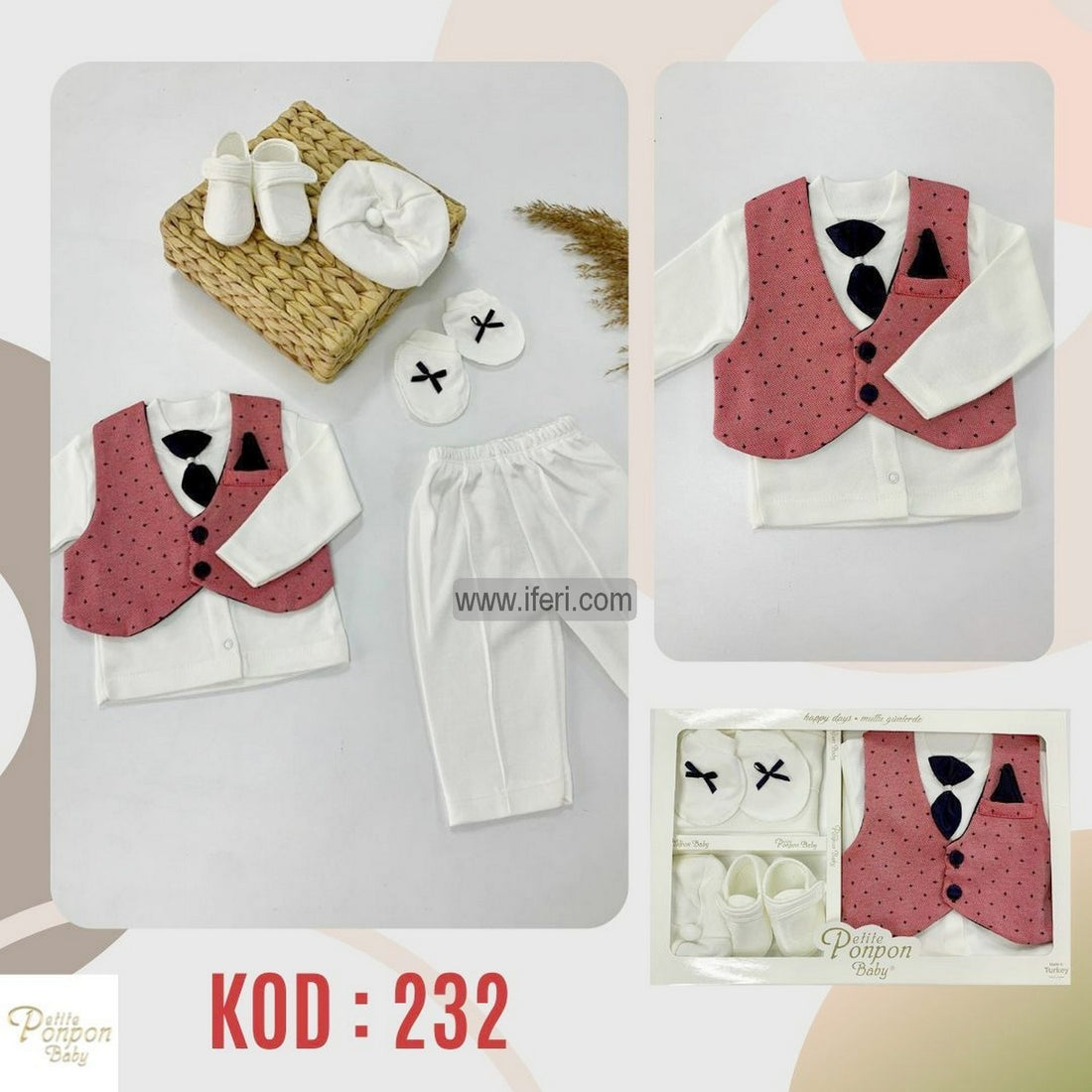 6 Pcs Infant Baby Boy Dress Set Gift Box Combo Set GA7655