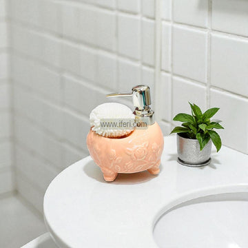 4.5 Inch Ceramic Bathroom Soap Dispenser with Sponge Holder GA8372