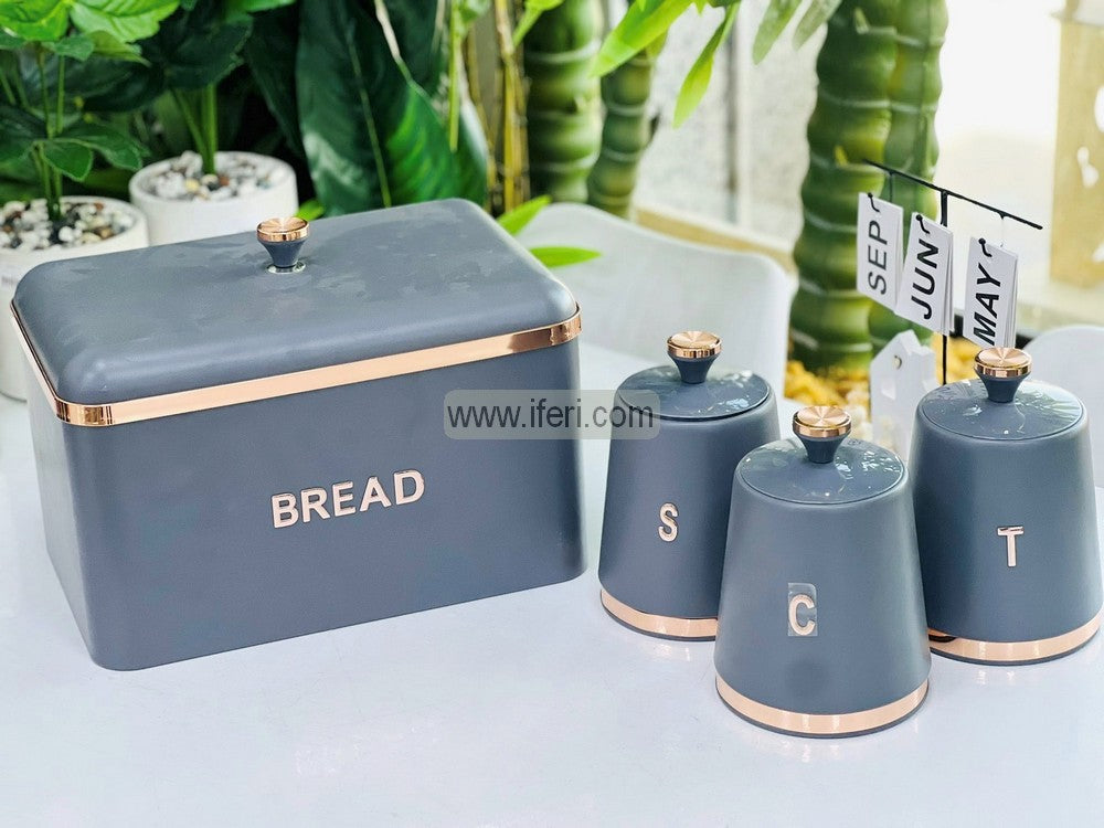 4 Pcs Bread Box & Tea, Coffee, Sugar Storage Jar, Container Set GA8375