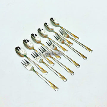 12 Pcs Stainless Steel Tea Spoon & Fork Set TG10383