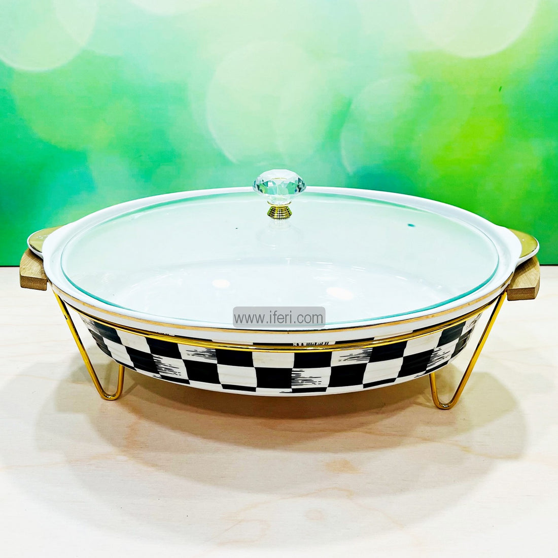 15.5 Inch Oval Exclusive Casserole Dish Food Warmer Set FT10301
