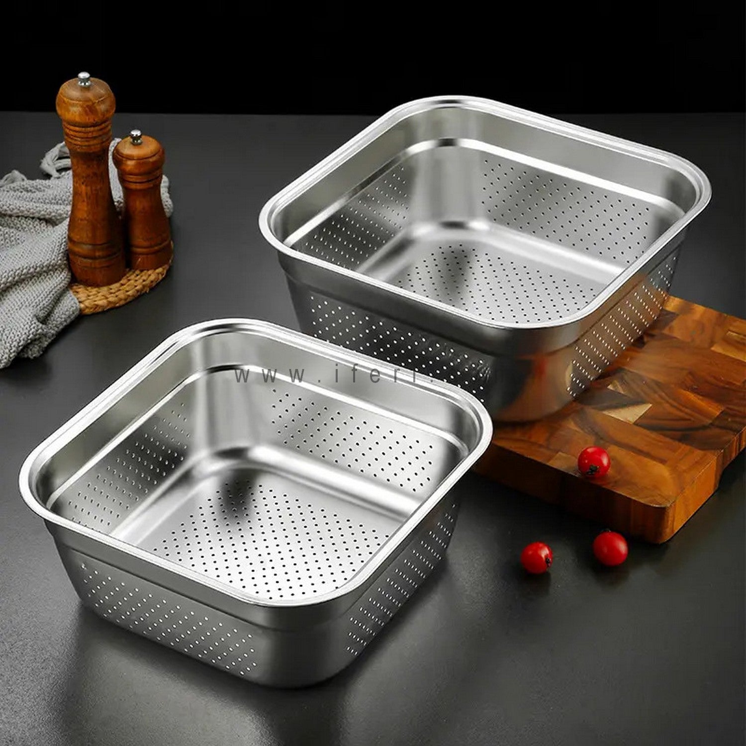 2 Pcs Stainless Steel Vegetable Strainer TB0396-1