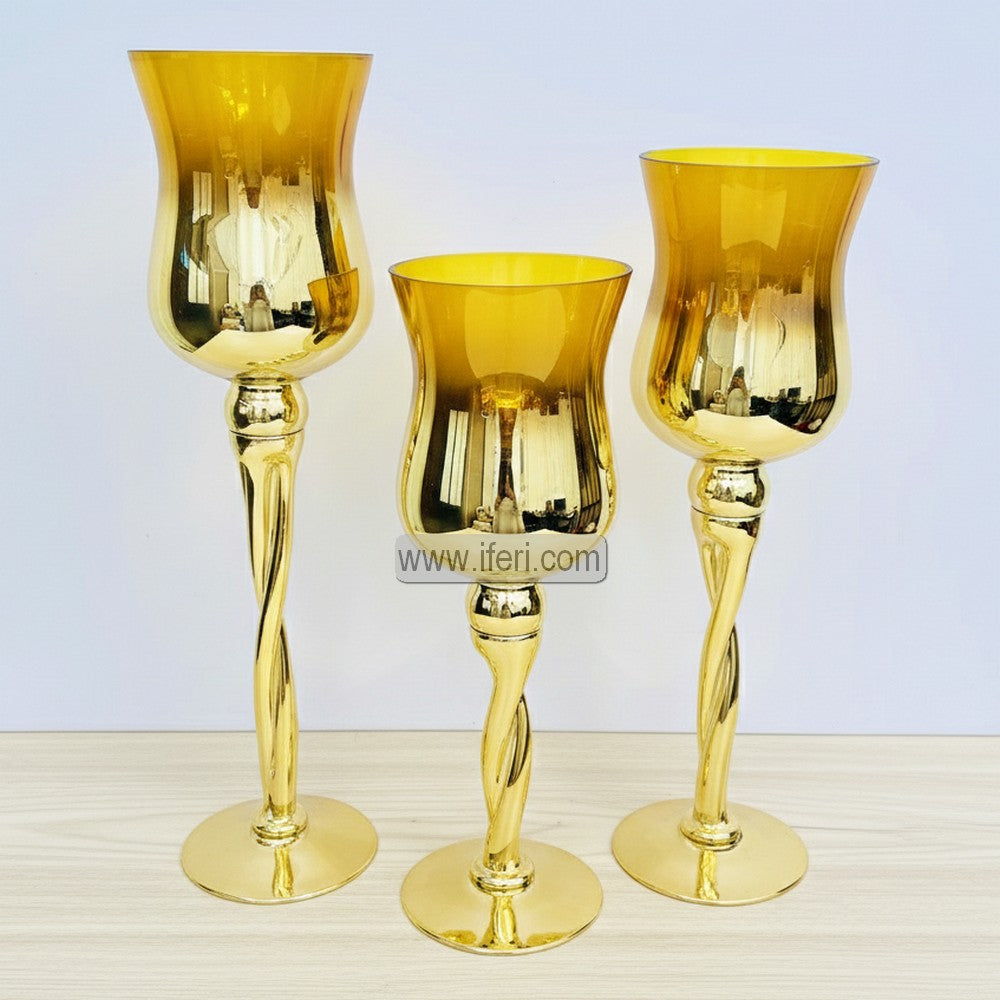 3 Pcs Glass Candle Stand Showpiece IQ114
