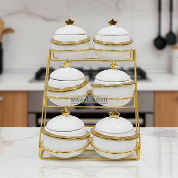 6 Pcs Exclusive Ceramic Airtight Spice Jar Set with Stand RY3380