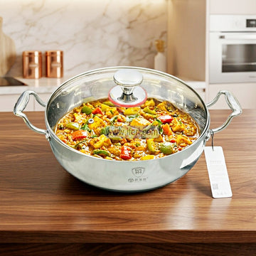 26cm Premium Tri-Ply Stainless Steel Cookware / Karai with Lid ALM7000