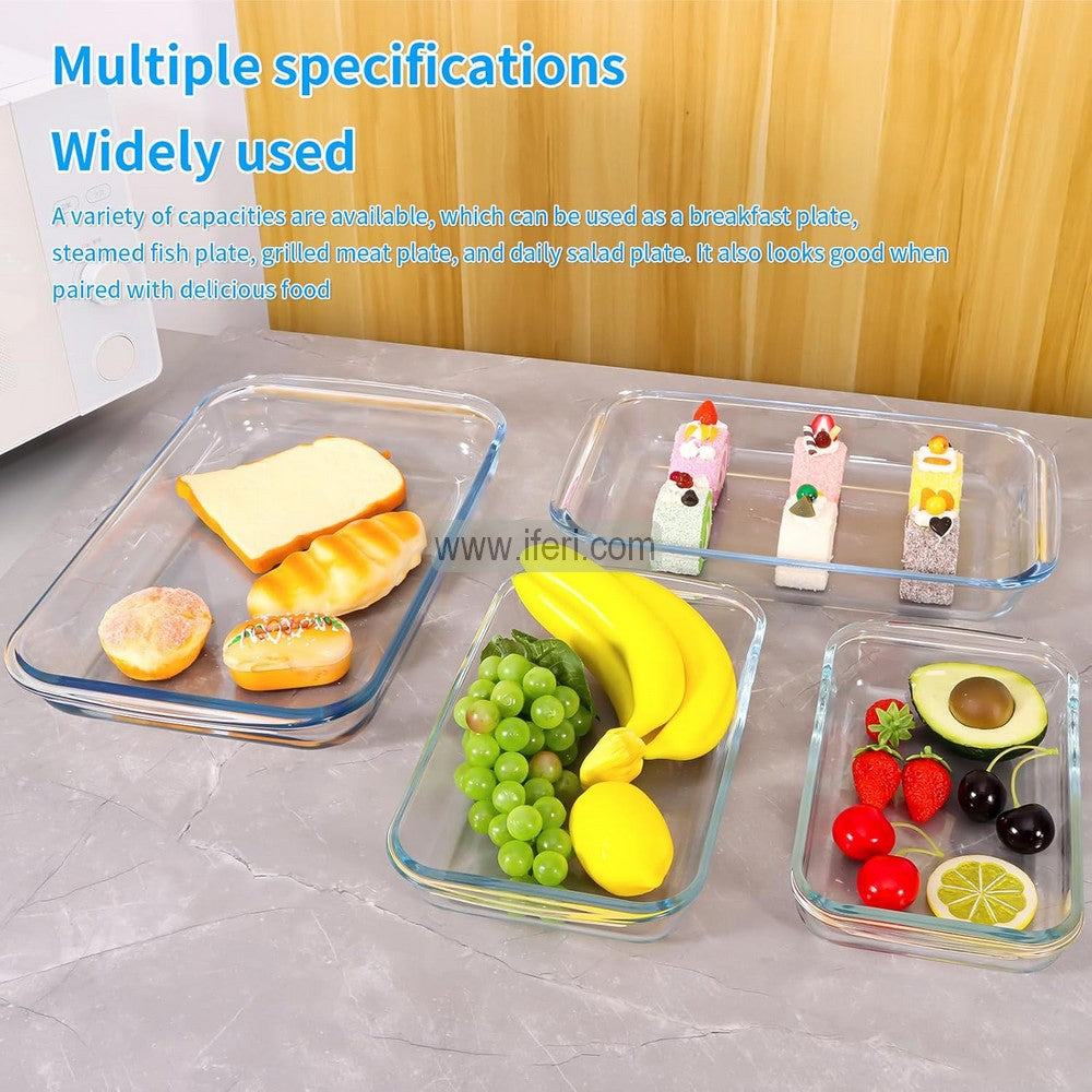 4 Pcs Oven Proof Tempered Glass Casserole Set RH6406
