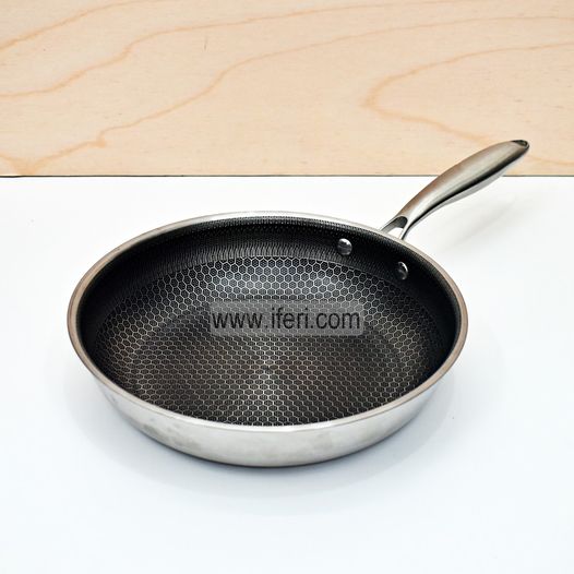 24cm  Uncoated Honeycomb Design Stainless Steel Non-Stick Frying Pan LB6354