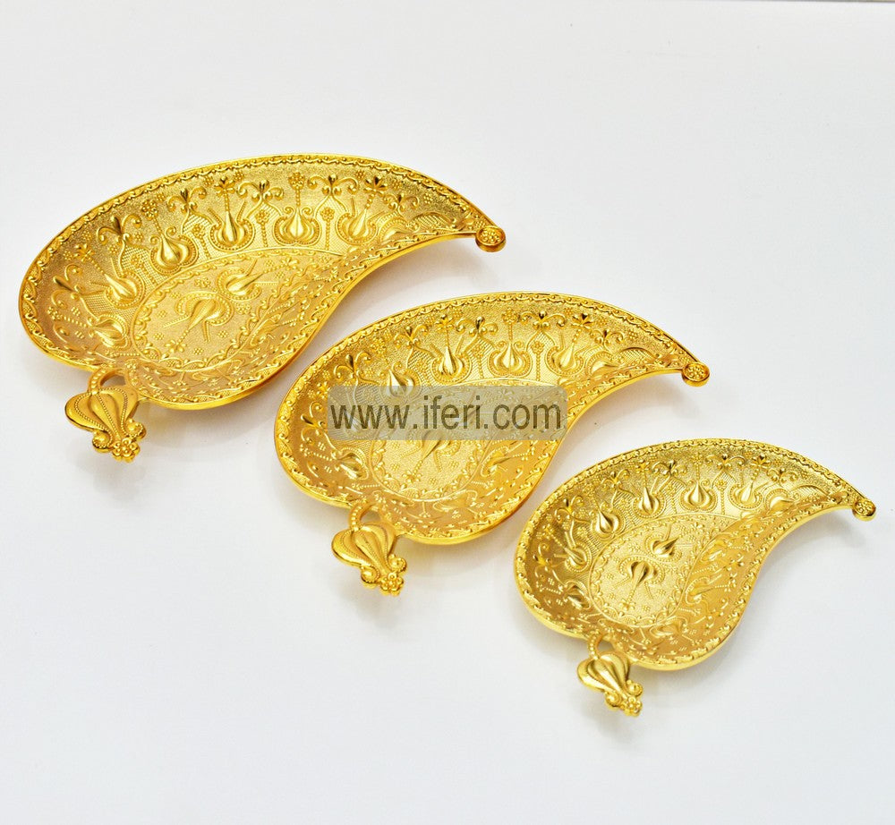3 Pcs Metal Decorative Leaf Shape Showpiece FT1430