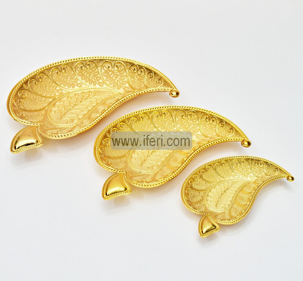 3 Pcs Metal Decorative Leaf Shape Showpiece FT1429