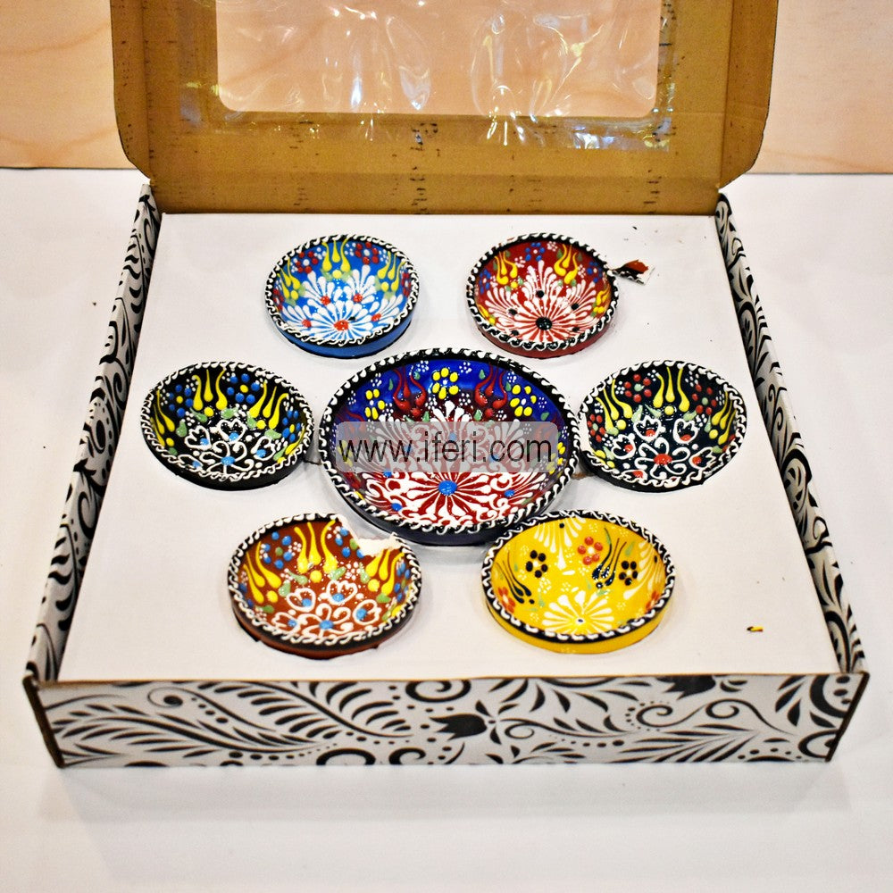 7 Pcs Turkish Hand Printed Ceramic Dessert / Sweet Serving Bowl Set GA7756