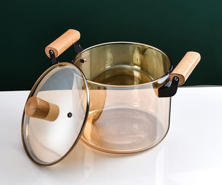 4.5 Liter Heat Resistant Borosilicate Glass Cooking Pot with Wooden Handle FT0125