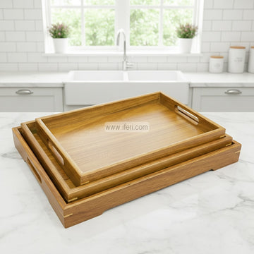 3 Pcs Bamboo Serving Tray with Handle RY3423