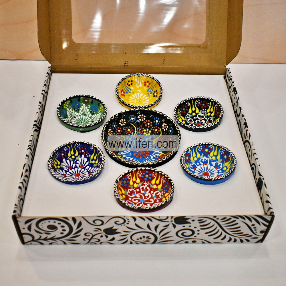 7 Pcs Turkish Hand Printed Ceramic Dessert / Sweet Serving Bowl Set GA7759