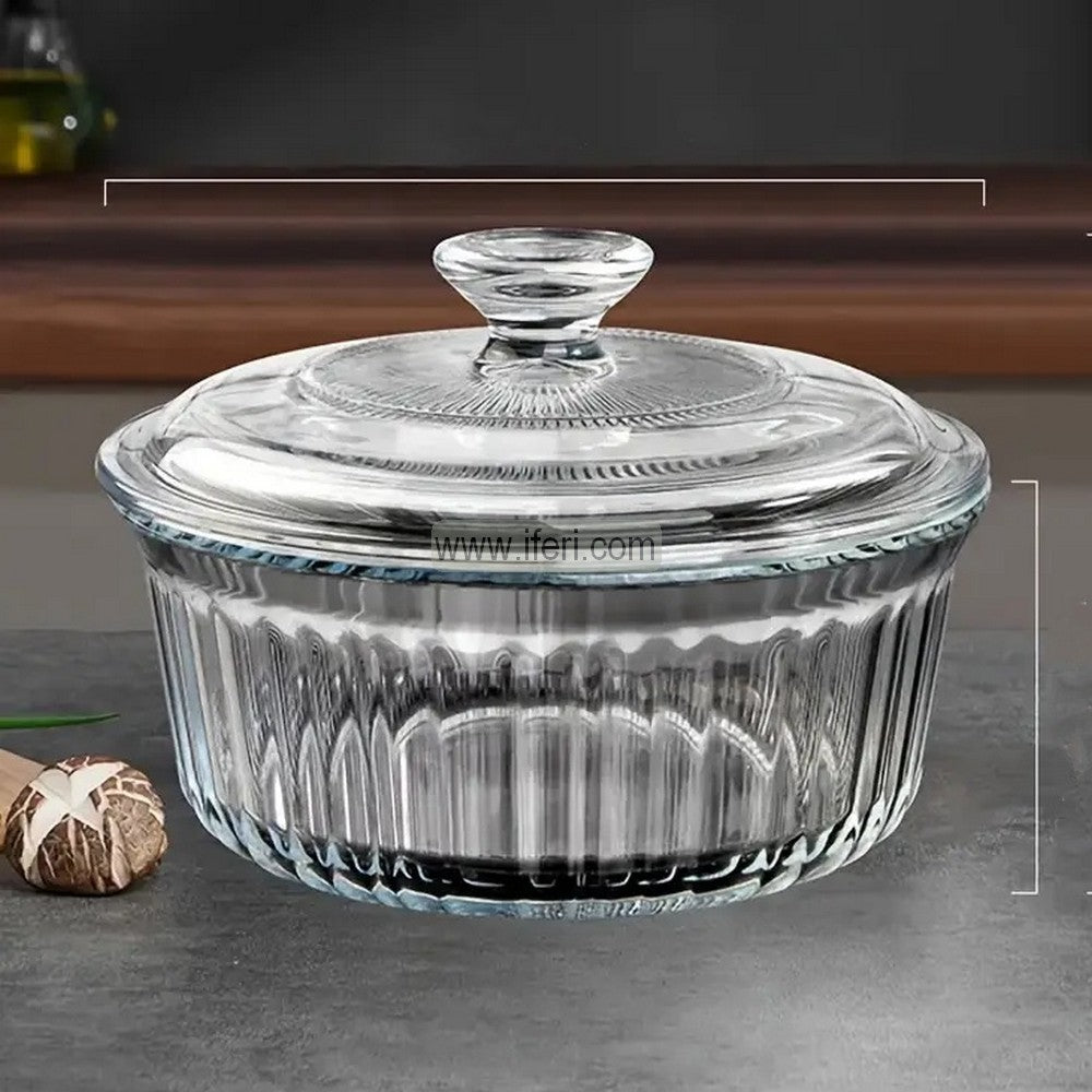 2.3 Liter Round Shaped Tempered Glass Casserole with Lid UNQ0431