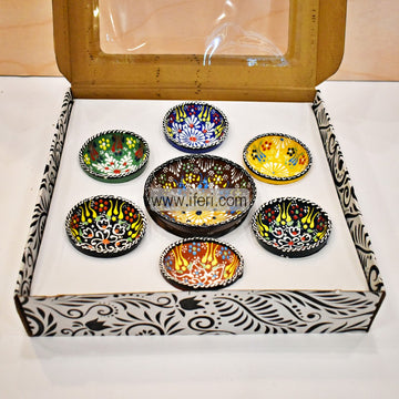 7 Pcs Turkish Hand Printed Ceramic Dessert / Sweet Serving Bowl Set GA7760