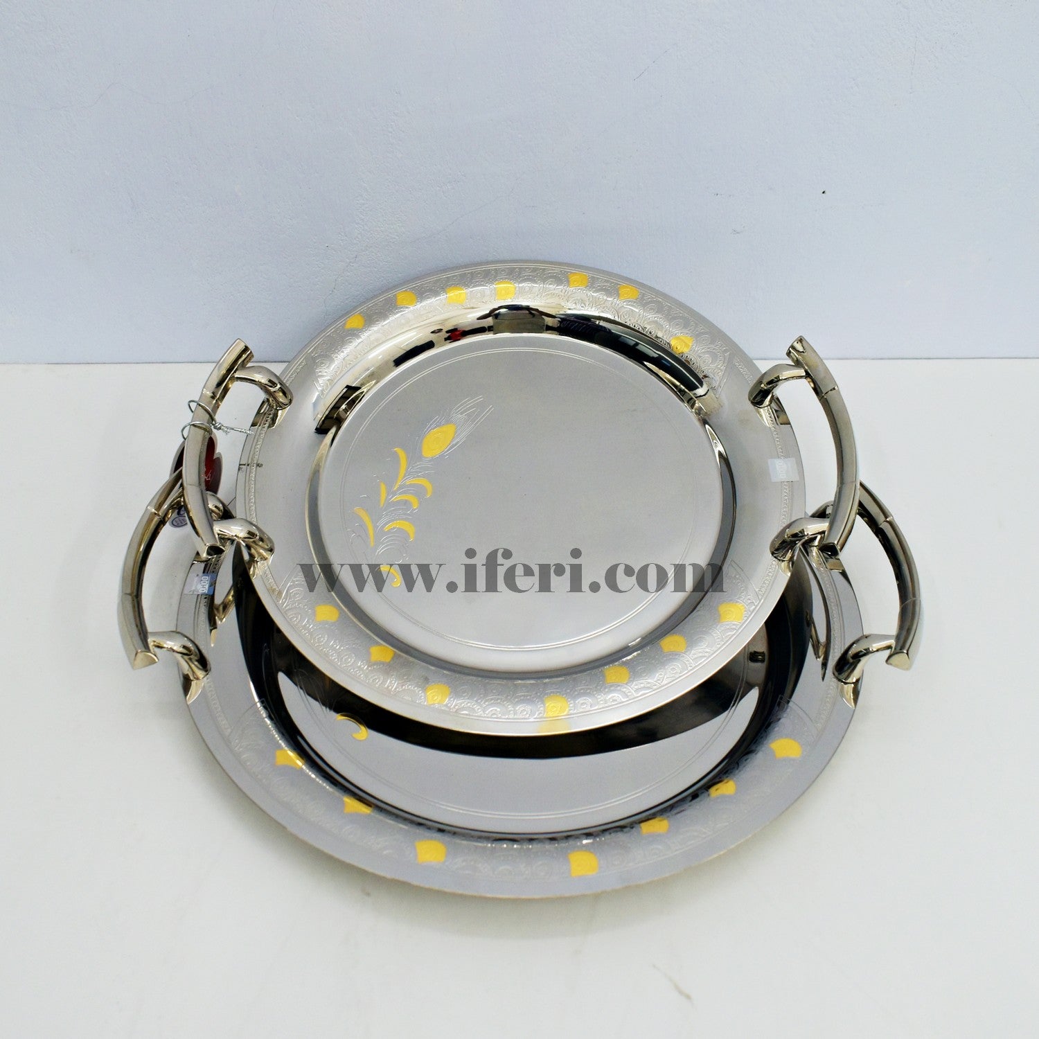 2 Pcs Exclusive Stainless Steel Serving Tray Set TB1311