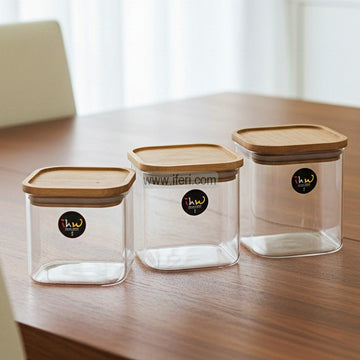 3 Pcs Airtight Glass Cookie Jar / Spice Jar UNQ0445
