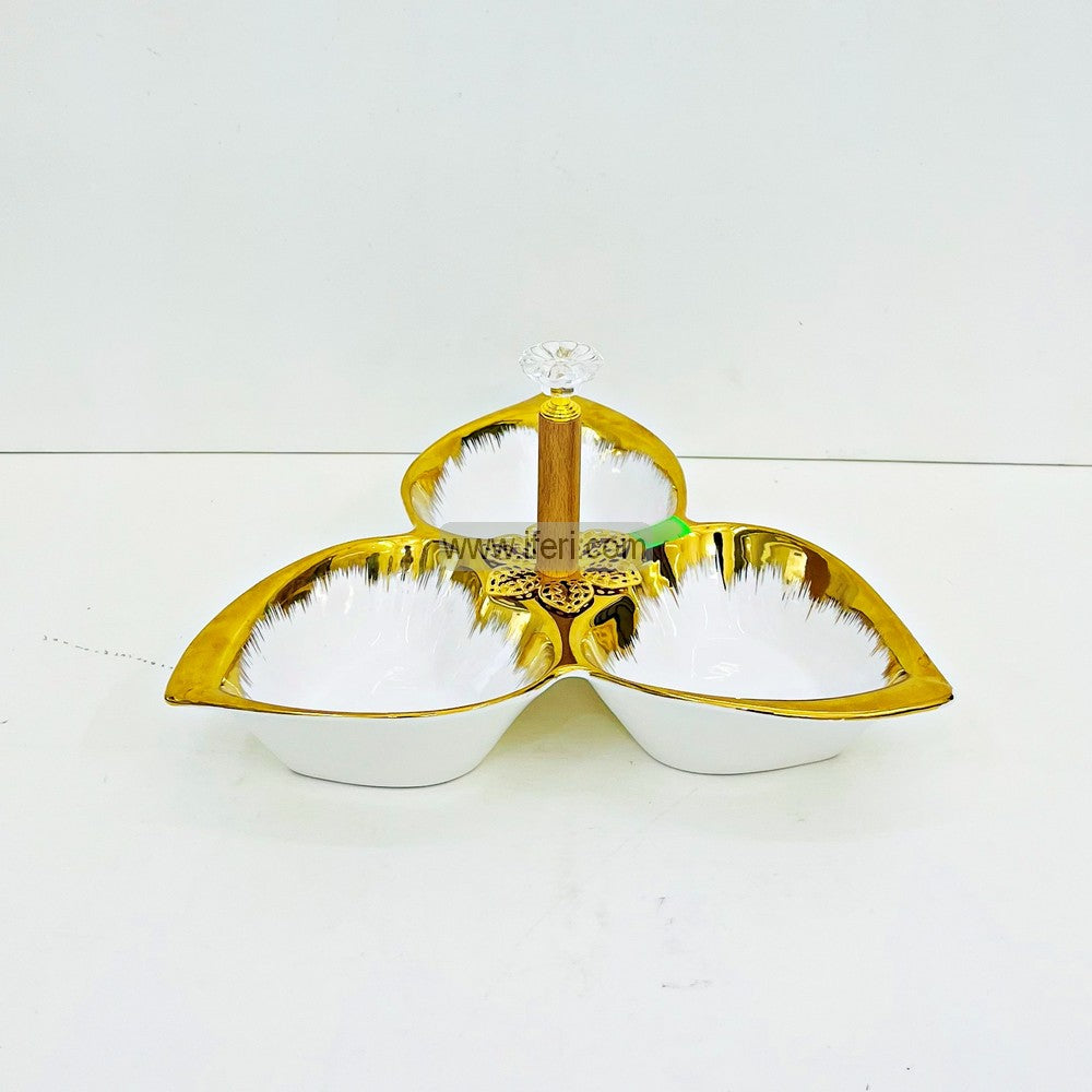 3 Part Ceramic Appetizer, Condiment, Dry Fruit Serving Dish EB21452