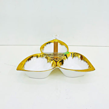 3 Part Ceramic Appetizer, Condiment, Dry Fruit Serving Dish EB21452