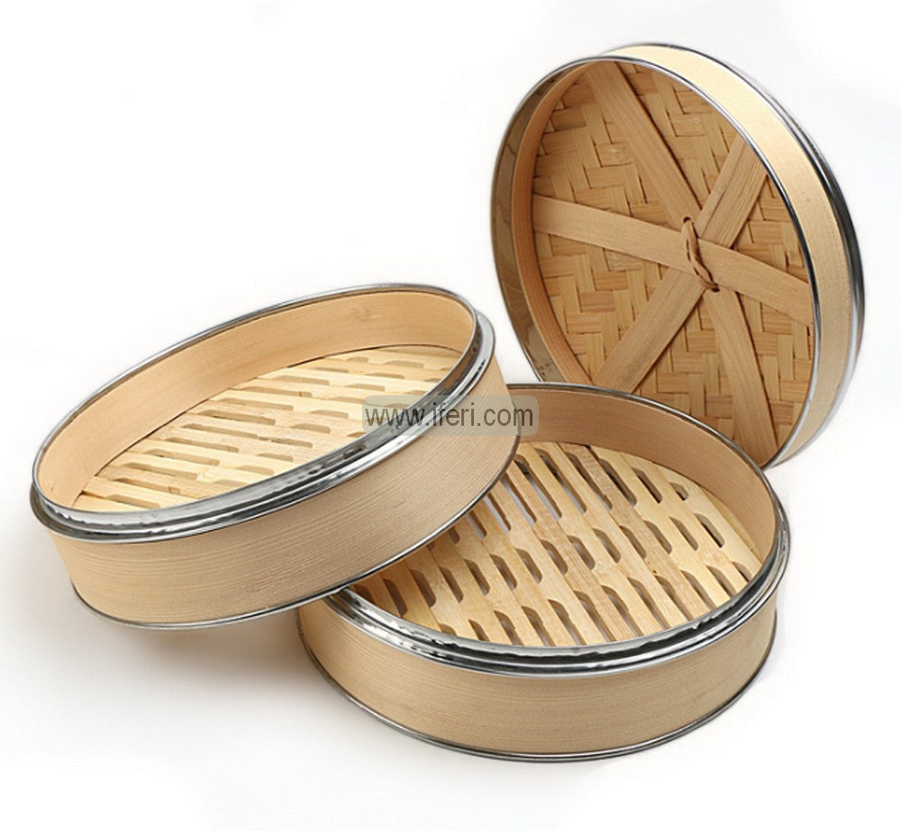 2 Tier Bamboo Food Steamer with Lid EB21454