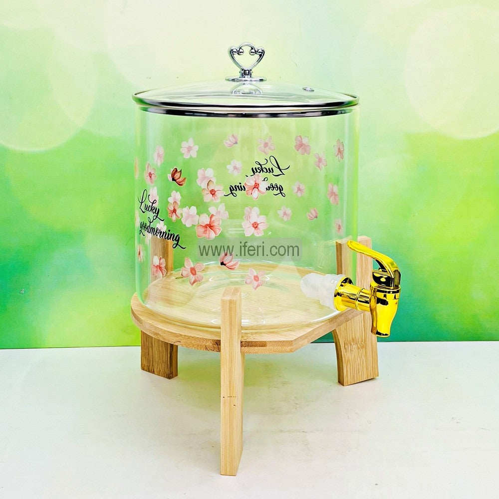 7.8 Inch Borosilicate Glass Juice Dispenser with Bamboo Stand RH0454