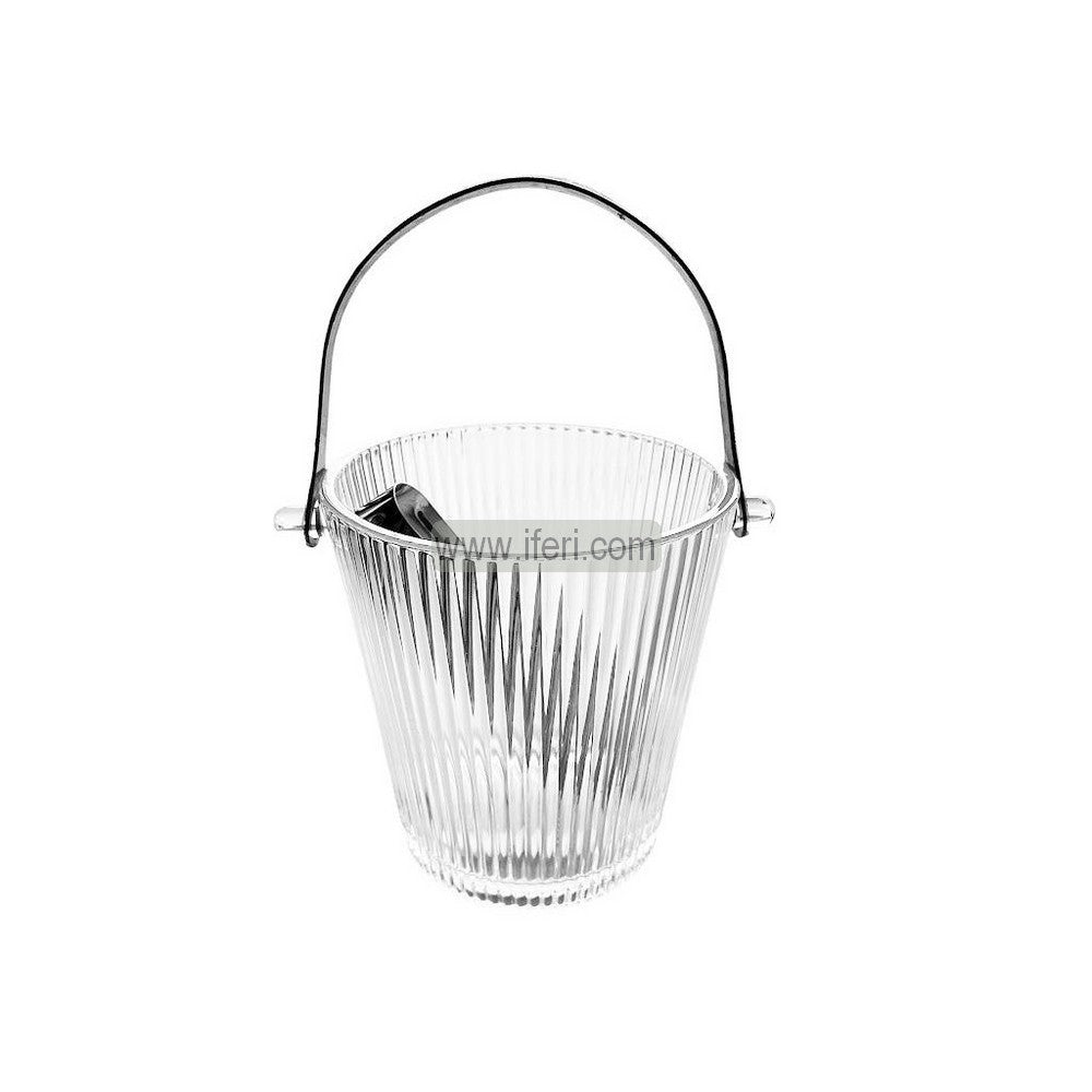 5.2 Inch Crystal Glass Ice Bucket with Tong UNQ0456