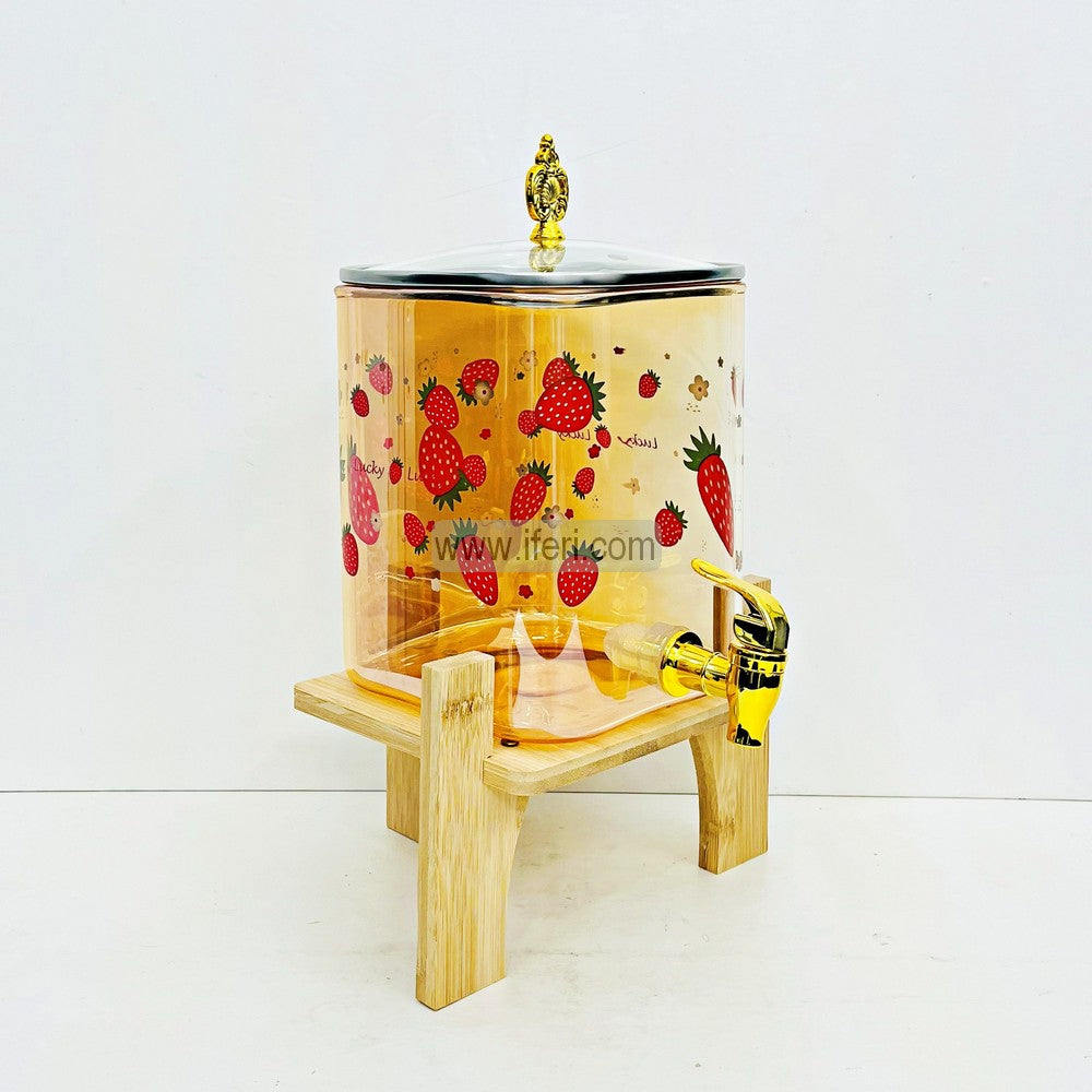 7.5 Inch Borosilicate Glass Square Shaped Juice Dispenser with Bamboo Stand RH0457