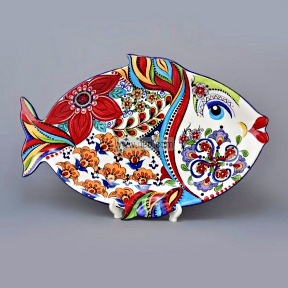 18.5 Inch Fish Shape Heavy Ceramic Serving Bowl , Dish UNQ0464