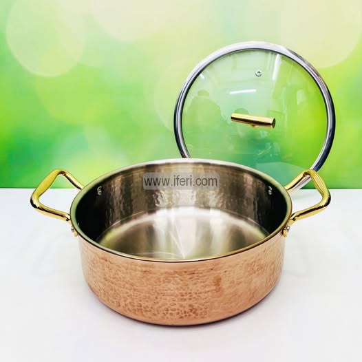 24cm Copper Stainless Steel Hammered Cookware with Lid SF4383