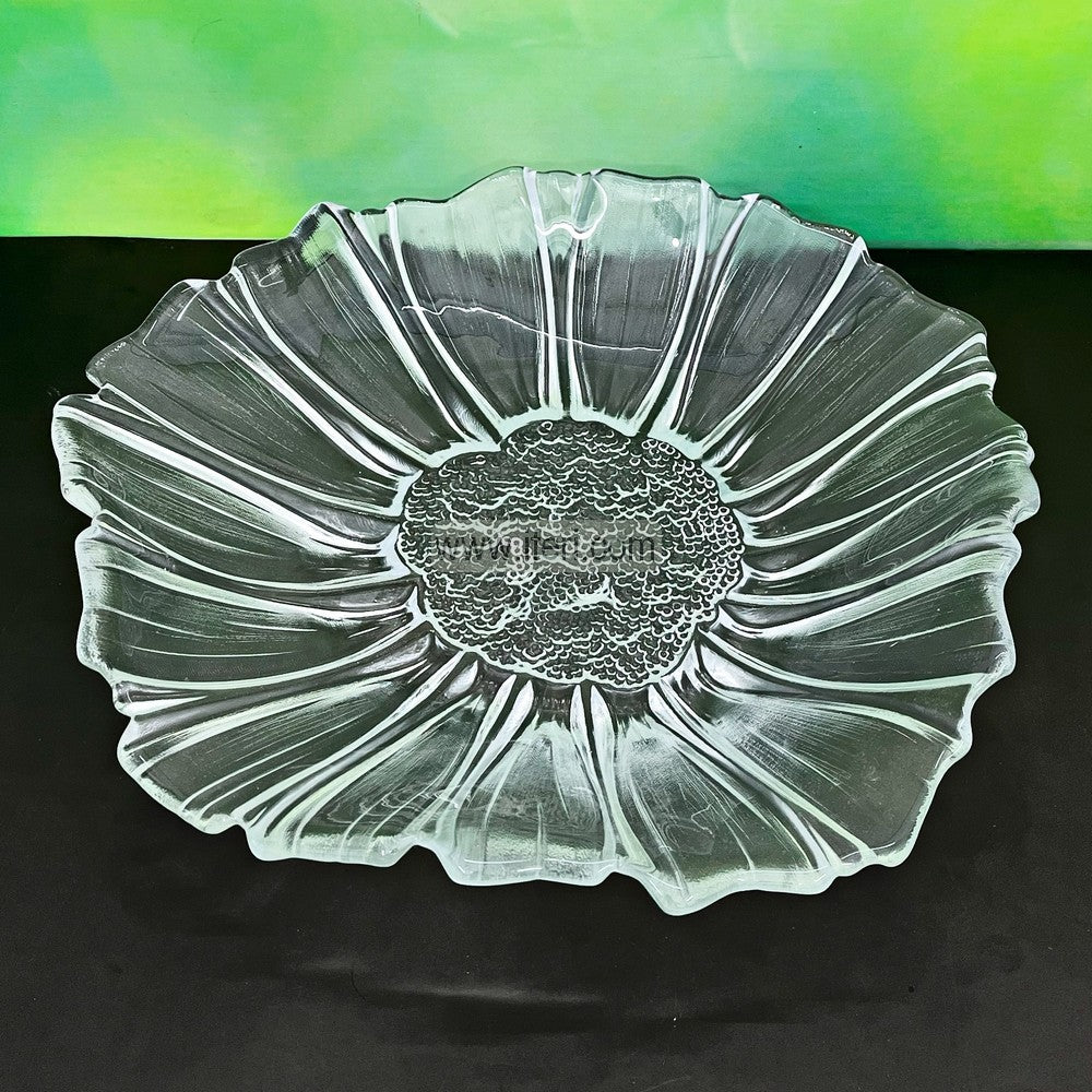 14 Inch Heavy Crystal Glass Fruit Serving Bowl, Plate, Dish RH0467