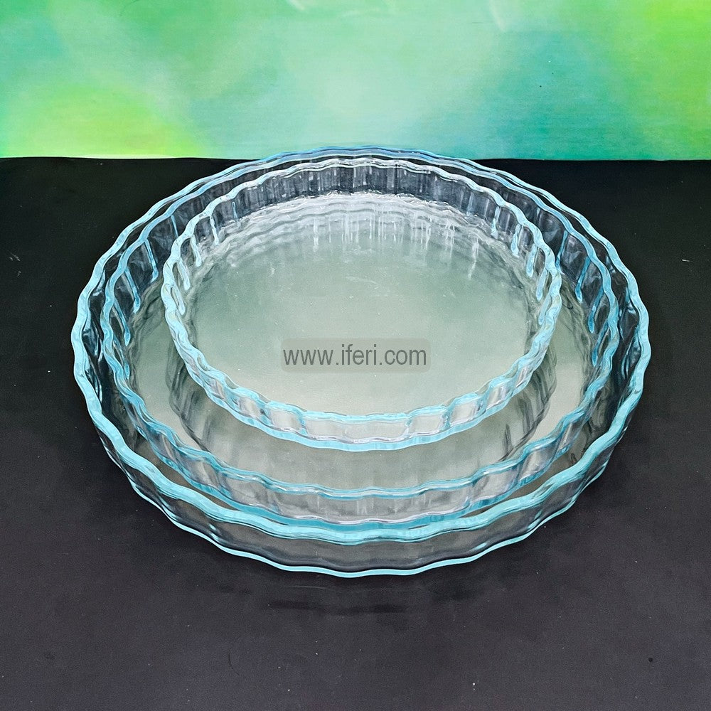 3 Pcs Heavy Crystal Glass Serving Bowl, Plate, Dish, Pizza Plate RH0473