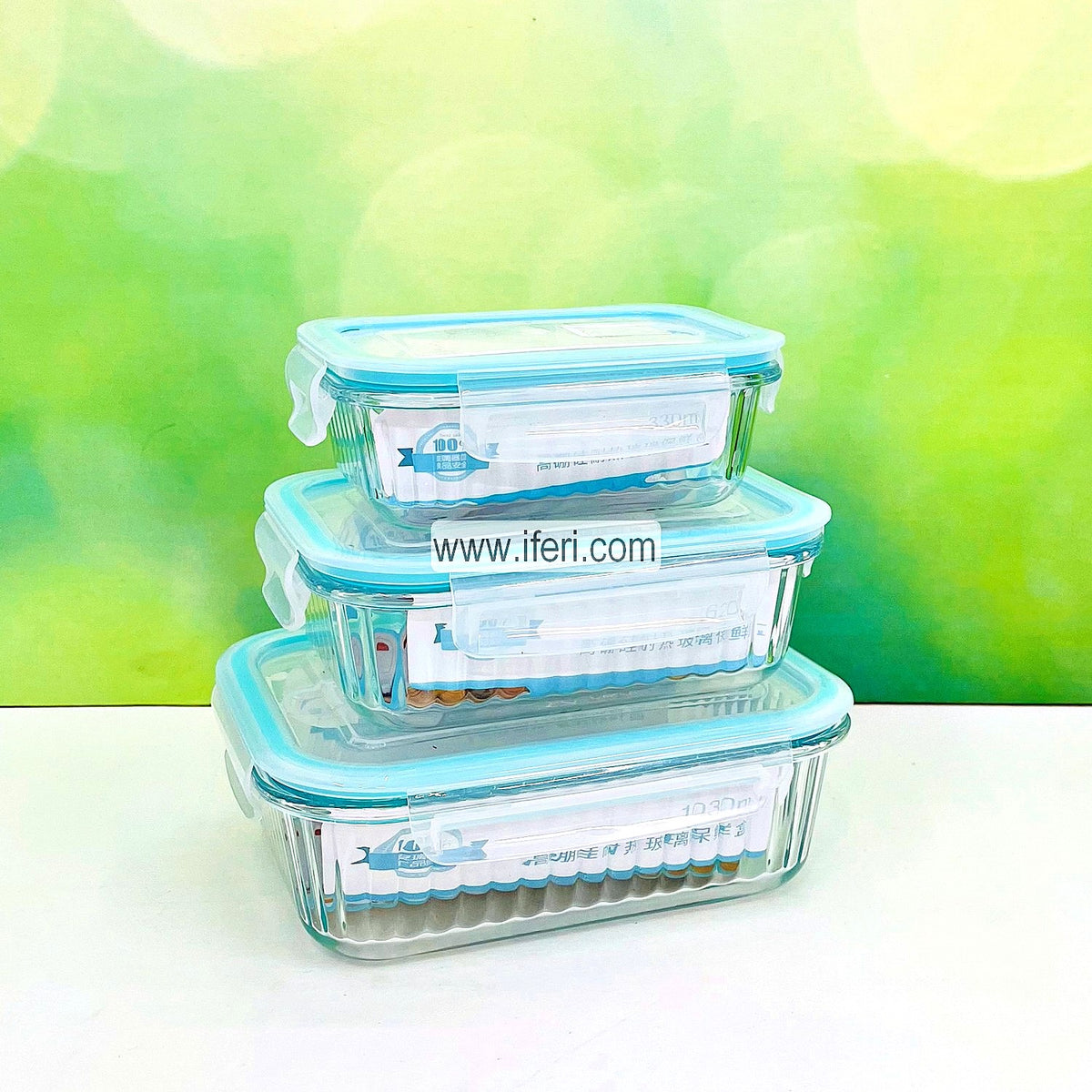 3 Pcs Oven Proof Glass Food Container Set RH0380-1