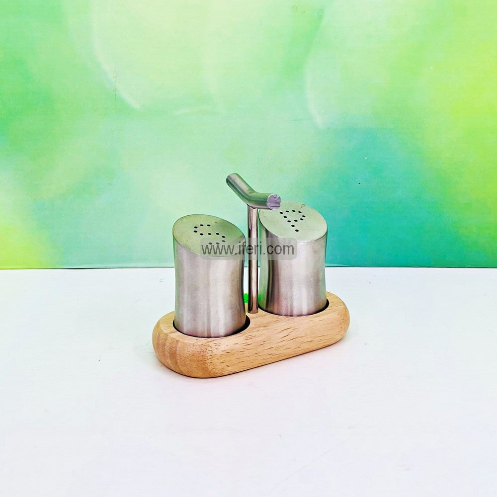 2 Pcs Stainless Steel Salt and Pepper Jar with Stand EB21478