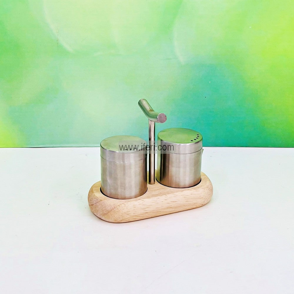 2 Pcs Stainless Steel Salt and Pepper Jar with Stand EB21479