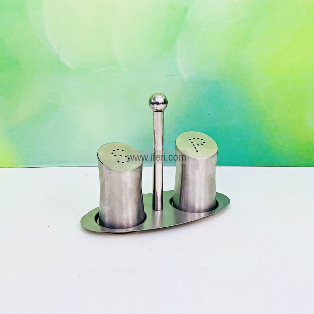 2 Pcs Stainless Steel Salt and Pepper Jar with Stand EB21480