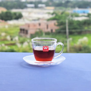 12 Pcs Transparent Glass Tea Cup & Saucer Set UT7222