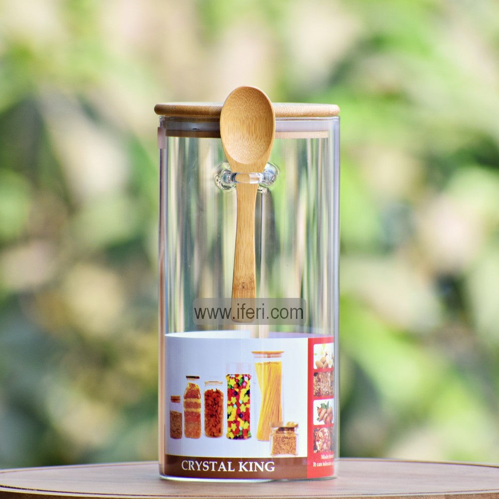 8 Inch Airtight Glass Cookie Jar / Spice Jar with Spoon TB1485