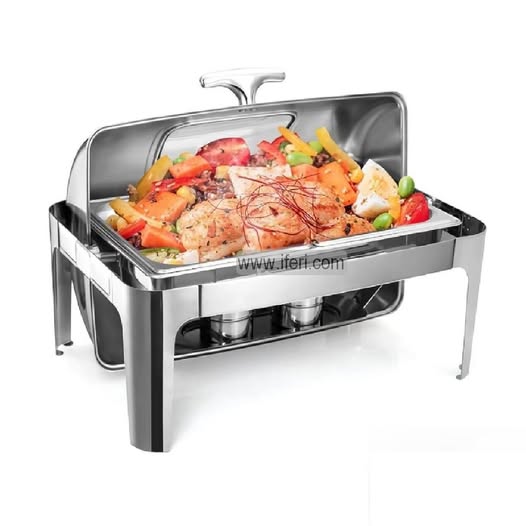 Banquet Chafing Dish Rectangular Rolling-Top Chafing Dish with Glass Window RH97546