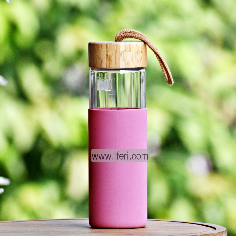 8.5 Inch Glass Water Bottle with Silicone Cover TG10413