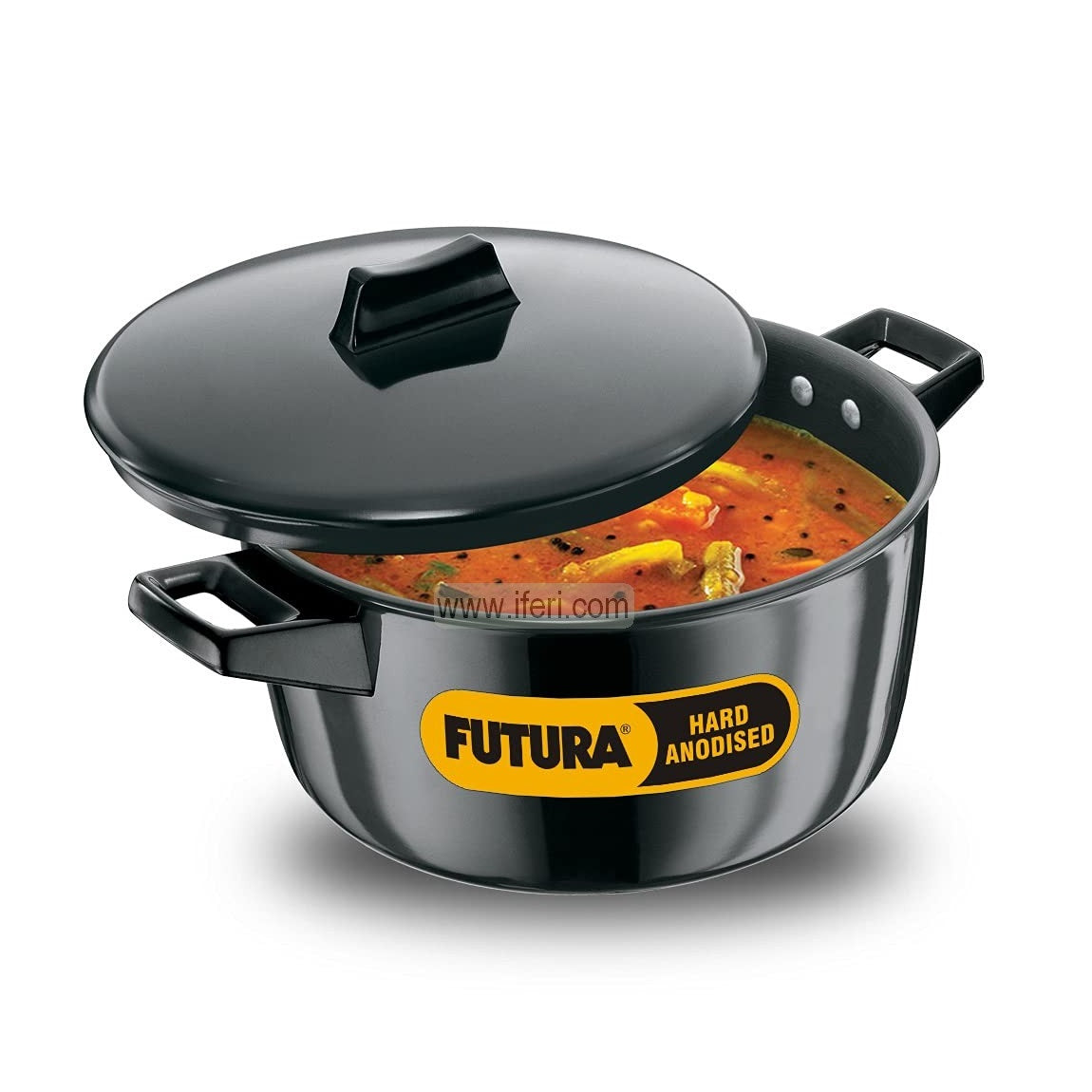 4 Liter Futura Hard Anodised Cook n Serve Saucepan, Coowkare with Hard Anodised Lid SRC003