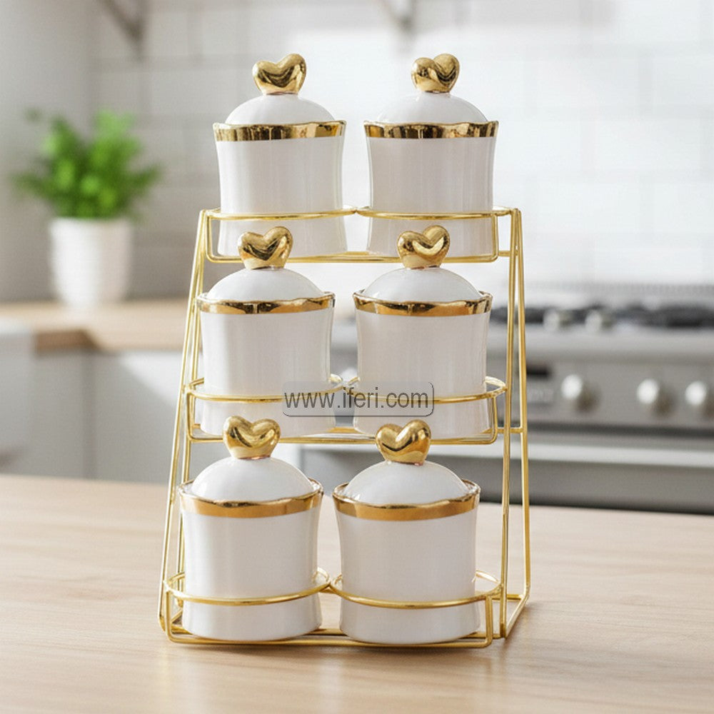 6 Pcs Exclusive Ceramic Airtight Spice Jar Set with Stand RY3381