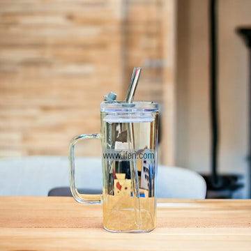5.5 Inch Glass Juice Sipper Mug with Straw FH2430