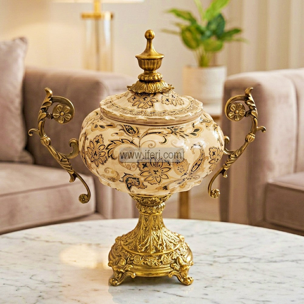 13 Inch Exclusive Ceramic Vase with Metal Base RY3564